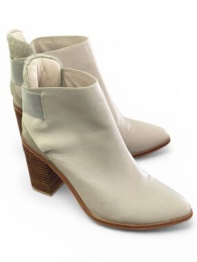 Sol Sana Monk Dove Gray (Greige) Leather Ankle Boots Sz 41 US 10 Calf Hair